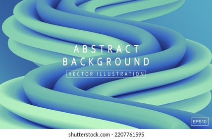 Abstract Background With 3D Wave Of Turquoise Color. Dynamic Three Dimensional Line. Ripples Effect