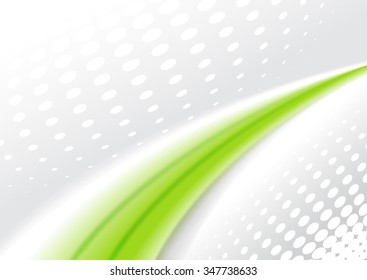 Abstract background 3D, wavy green lines on grey dotted background, vector illustration