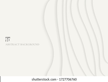 Abstract background 3D white curved layers background with shadow paper art style. Modern origami design template. Vector illustration