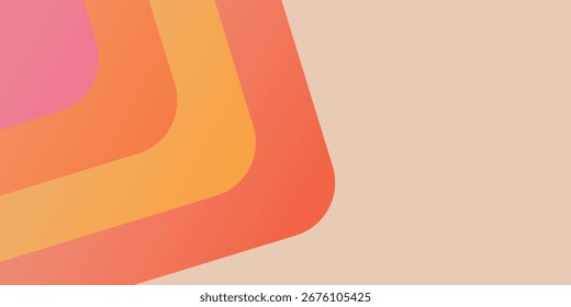 Abstrakter Hintergrund mit 70er Jahren Farbverlauf. Hintergrund mit Retro-und Spaß geometrische Formen dekoriert. Vintage Hippie Vektorgrafik für Interieur, Dekorationen, Banner, Cover und Karten. Vol. 4