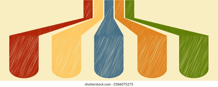 Abstract background 70s retro perspective lines background. Vintage colourful stripes banner, backdrop.