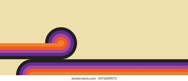Abstract background. 70s style stripes background. Vector template. Simple shapes