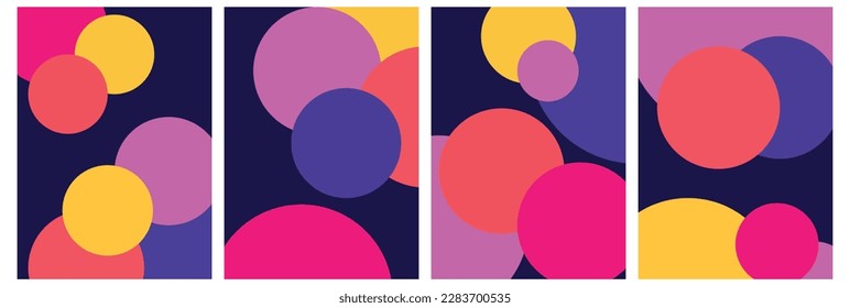 Abstract background of the 70s. Vintage retro wallpaper with rainbow circles. Posters, Banners, design, covers, decor, wall art.