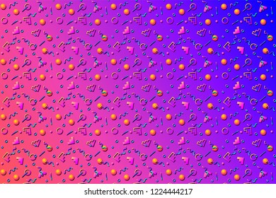 Abstract background with 80s memphis style pattern and vibrant psychedelic colors