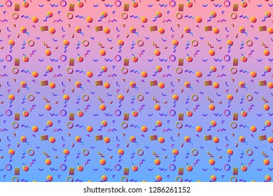 Abstract background with 80s memphis style pattern and vibrant psychedelic colors