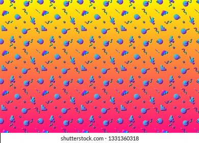 Abstract background with 80s memphis style pattern and vibrant psychedelic colors