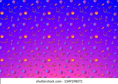 Abstract background with 80s memphis style pattern and vibrant psychedelic colors