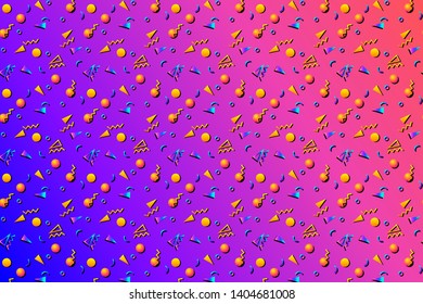 Abstract background with 80s memphis style pattern and vibrant psychedelic colors