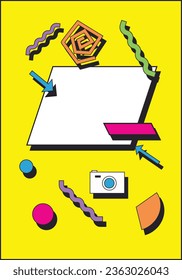 Antecedentes abstractos en una estética de los años 90, ilustración vectorial con espacio vacío.