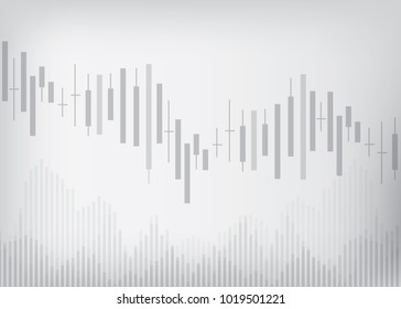 Abstract background about finance stock market. Candlestick chart and indicator graphic on gradient gray background. Vector illustration. Copy space