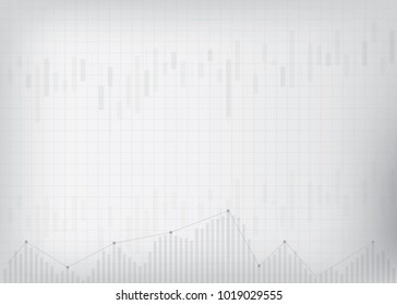 Abstract background about finance Transparent candlestick graph and indicator graphic on gradient gray background. Background for financial presentation. Vector illustration. Copy space