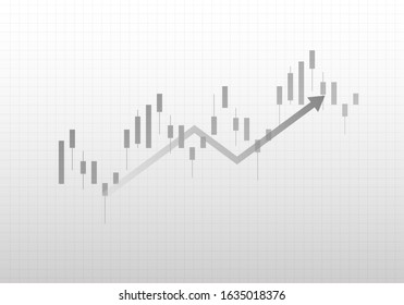 Abstract background about finance Transparent candlestick graph and indicator graphic on gradient gray background. Background for financial presentation. Copy space. element of stock market