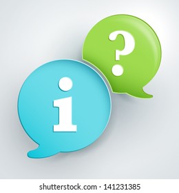 Abstract background about Info concept. Information and question bubbles.