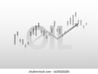 Abstract background about oil finance Transparent candlestick graph and indicator graphic on gradient gray background. Background for financial presentation. Copy space. element of stock market