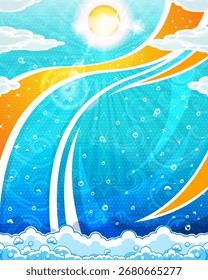 Abstract background with added swirl pattern and foam decoration