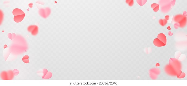 abstract background I adore On a white background, huge and small pink hearts are sprinkled for Valentine's Day.
