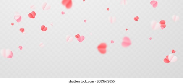 abstract background I adore On a white background, huge and small pink hearts are sprinkled for Valentine's Day.