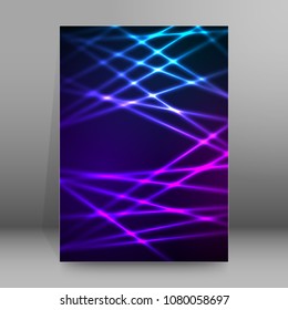 Abstract background advertising brochure design elements. Futuristic style glow neon disco club, night party for elegant flyer. Vector illustration EPS 10 for layout page newsletters, vertical banner
