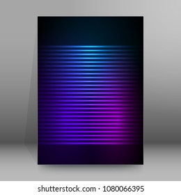 Abstract background advertising brochure design elements. Futuristic style glow neon disco club, night party for elegant flyer. Vector illustration EPS 10 for layout page newsletters, vertical banner