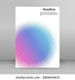 Abstrakte Hintergrund-Werbebroschüren Design Elemente halftone Kreis. Der Lichteffekt zeichnet sich durch seine grafische Form für den eleganten Flyer aus. Vektorgrafik EPS10 für Booklet-Layout-Seite, Newsletter