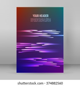 Abstract background advertising brochure design elements. Futuristic style glow neon disco club, night party for elegant flyer. illustration for layout page newsletters, vertical banner