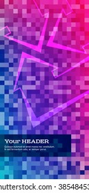 Abstract background advertising brochure design elements. Glowing light mosaic graphic form for elegant flyer. Vector illustration EPS 10 for booklet layout page, leaflet template, vertical banner