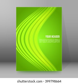 Abstract background advertising brochure design elements. Glowing light wave lines graphic form for elegant flyer. Vector illustration EPS 10 for booklet layout page, leaflet template, vertical banner