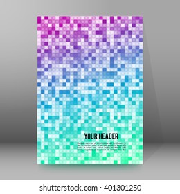 Abstract background advertising brochure design elements. Glowing light mosaic graphic form for elegant flyer. Vector illustration EPS 10 for booklet layout page, leaflet template, vertical banner
