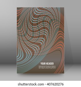 Abstract background advertising brochure design elements. Glowing light wave lines graphic form for elegant flyer. Vector illustration EPS 10 for booklet layout page, leaflet template, vertical banner