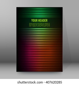 Abstract Background Advertising Brochure Design Elements. Futuristic Style Glow Neon Disco Club, Night Party For Elegant Flyer. Vector Illustration EPS 10 For Layout Page Newsletters, Vertical Banner