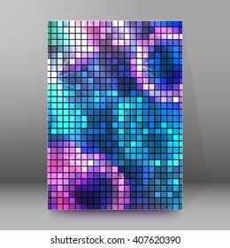 Abstract background advertising brochure design elements. Glowing light mosaic graphic form for elegant flyer. Vector illustration EPS 10 for booklet layout page, leaflet template, vertical banner