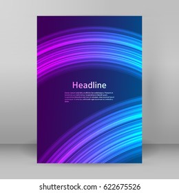 Abstract background advertising brochure design elements. Futuristic style glow neon disco club, night party for elegant flyer. Vector illustration EPS 10 for layout page newsletters, vertical banner