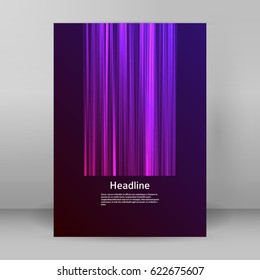 Abstract background advertising brochure design elements. Futuristic style glow neon disco club, night party for elegant flyer. Vector illustration EPS 10 for layout page newsletters, vertical banner