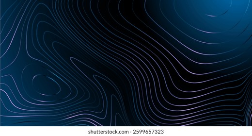 Abstract Background for Advertising campaigns, digital interfaces, data visualisation, backgrounds for video projects. Luminous flowing lines in teal and blue tones over a dark background. Copy space