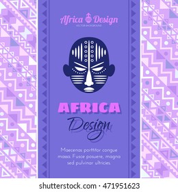 Abstract Background with African Mask. Vector geometric design