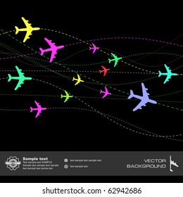 Abstract background with airplane lines.