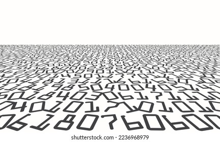 Abstract background with all numbers in chaos. Perspective view to horizon.