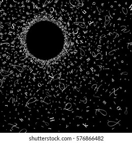 Abstract background of alphabet symbols. World book and copyright day. International Day of writer. International Day of the Book. World Book Day. Studying and learning concept. Illustration.