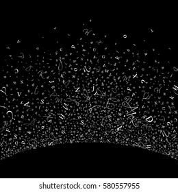 Abstract background of alphabet symbols. World book and copyright day. International Day of writer. International Day of the Book. World Book Day. Studying and learning concept. Illustration.