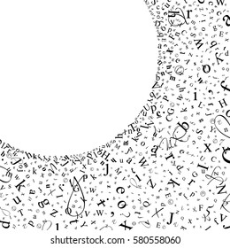Abstract background of alphabet symbols. World book and copyright day. International Day of writer. International Day of the Book. World Book Day. Studying and learning concept. Illustration.