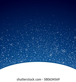 Abstract background of alphabet symbols. World book and copyright day. International Day of writer. International Day of the Book. World Book Day. Studying and learning concept. Illustration.