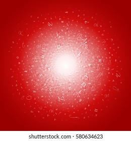 Abstract background of alphabet symbols. World book and copyright day. International Day of writer. International Day of the Book. World Book Day. Studying and learning concept. Illustration.