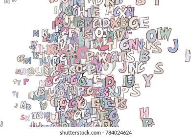 Abstract background with alphabets letters. Cartoon style vector.