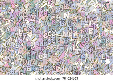 Abstract background with alphabets letters. Cartoon style vector.