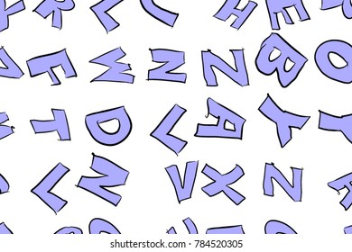 Abstract background with alphabets letters. Cartoon style vector.