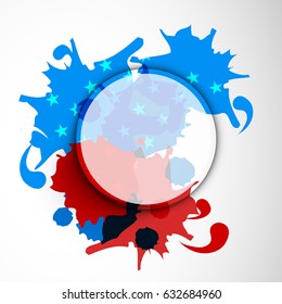 Abstract background with American Flag color splash for 4th of July, Independence Day celebration.
