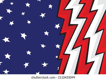 Abstract background with American flag theme with jagged zigzag line and some stars pattern