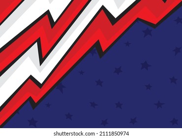 Abstract background with American flag theme with jagged zigzag line and some stars pattern