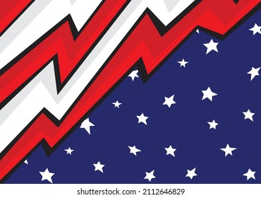 Abstract background with American flag theme with jagged zigzag line and some stars pattern
