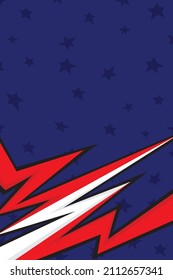 Fondo abstracto con tema de la bandera estadounidense con línea de zigzag con mordaza y cierto patrón de estrellas